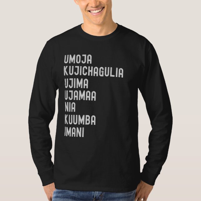 T-shirt Kwanzaa 7 Principes Umoja Kujichagulia Ujima (Devant)
