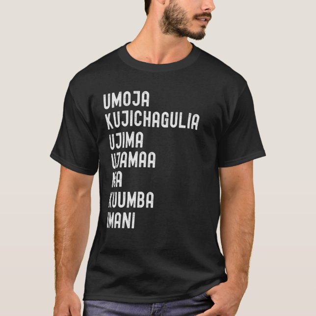 T-shirt Kwanzaa 7 Principes Umoja Kujichagulia Ujima (Devant)