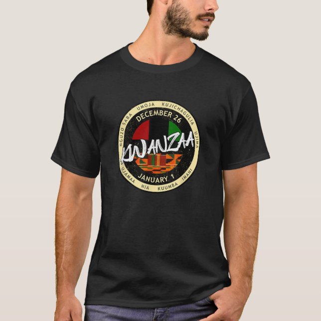 T-shirt Kwanzaa Holiday Style Kwanzaa  Unisex Adults Black (Devant)