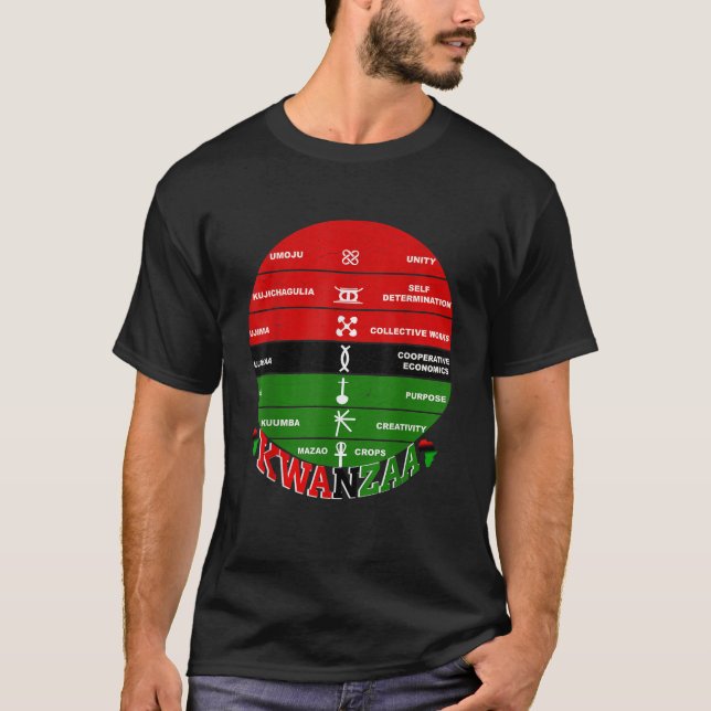 T-shirt Kwanzaa Kinara Symboles africains Principes Vintag (Devant)