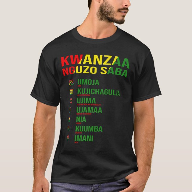 T-shirt Kwanzaa - Nguzo Saba - La conception des sept prin (Devant)