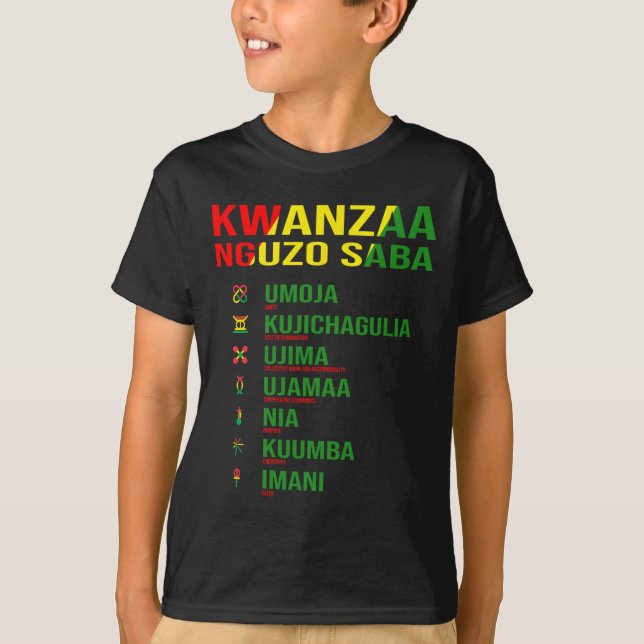 T-shirt Kwanzaa - Nguzo Saba - La conception des sept prin (Devant)