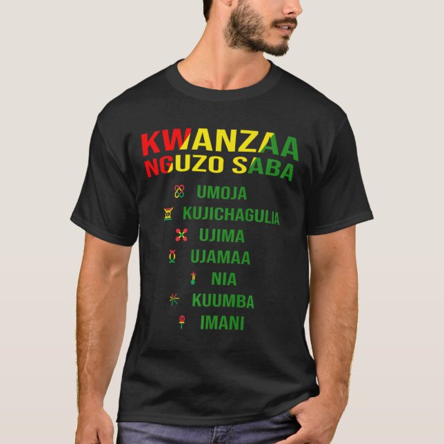 T-shirt Kwanzaa - Swahili Pour Les Sept Principes (Devant)