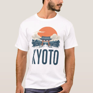 T-shirt Kyoto Skyline - japonais Vintage Torii & Sun