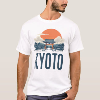 T-shirt Kyoto Skyline - japonais Vintage Torii & Sun