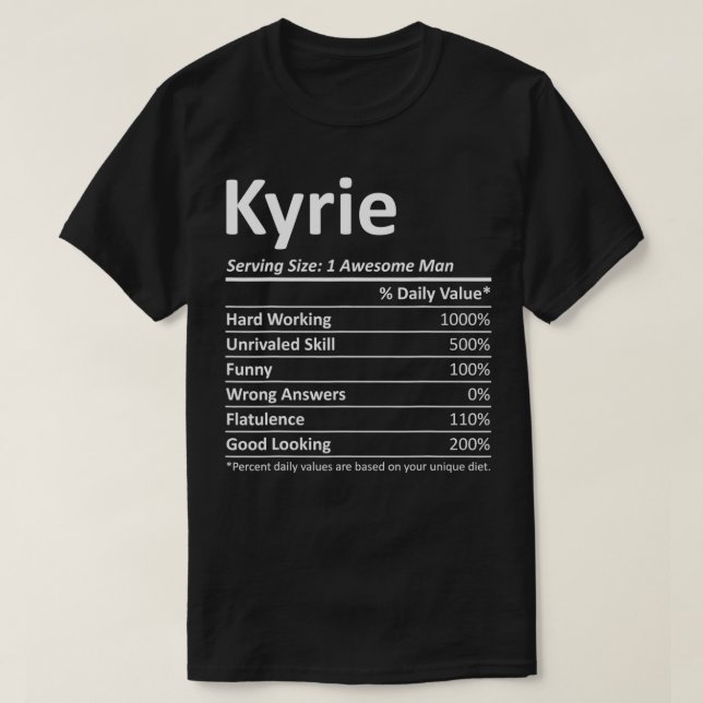 T-shirt KYRIE Nutrition drôle Anniversaire Nom personnalis (Design devant)