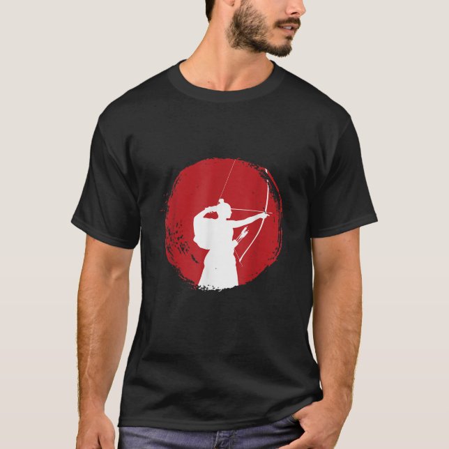 T-shirt Kyudo Archer Japonais Samurai Guerrier Hunter Bowm (Devant)