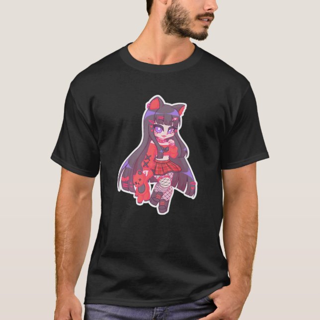 T-shirt Kyuuchandesu Emo Girl Chibi Dessin Chat Alt Girl A (Devant)