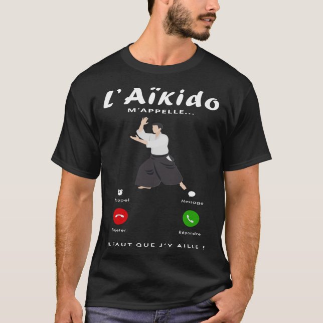T-shirt L Aïkido M appelle Aikido Ventilateur pour hommes  (Devant)