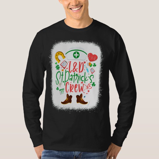 T-shirt L D St patrick Infirmière Équipage St Patrick Jour (Devant)