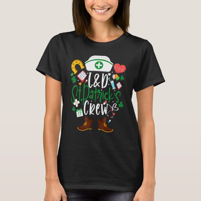 T-shirt L&d St patrick Infirmière Équipage St Patrick Jour (Devant)