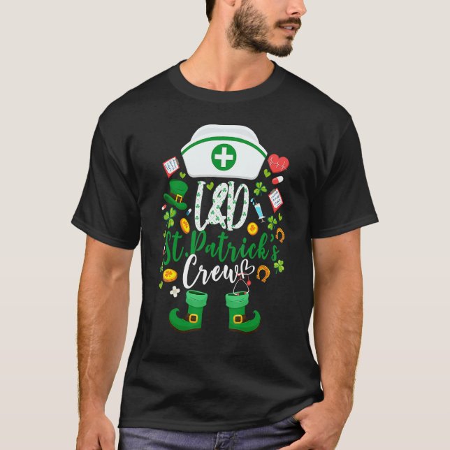 T-shirt L D St patrick Infirmière Équipage St Patrick Jour (Devant)