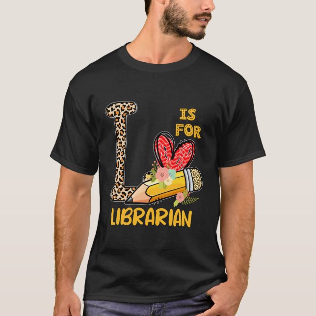 T-shirt L est pour Léopard d'Appréciation de Bibliothécair (Devant)