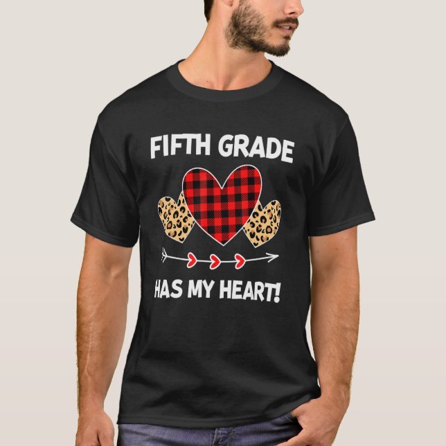T-shirt La 5e année a mon coeur Leopard Buffalo Plaid Vale (Devant)