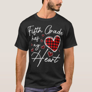 T-shirt La 5e année a mon coeur Plaid Enseignant Valenti