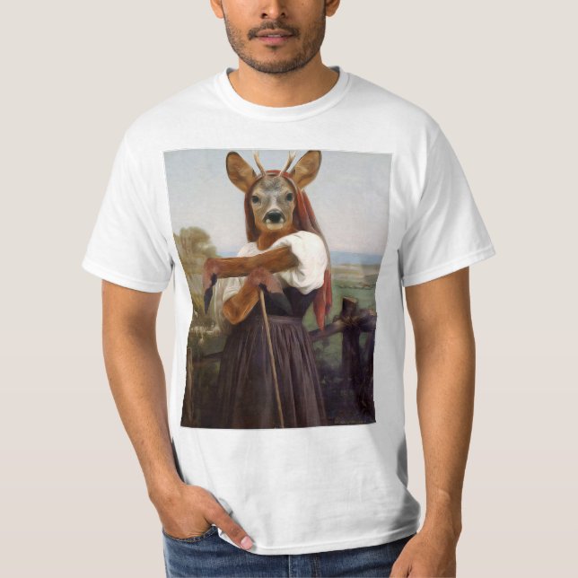 T-shirt La bergère des cerfs les plus sèches de Bouguereau (Devant)