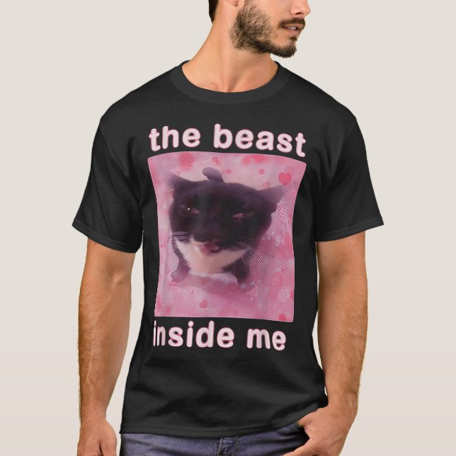 T-shirt La bête en moi drôle Mème de chat Sarcastique Inap (Devant)