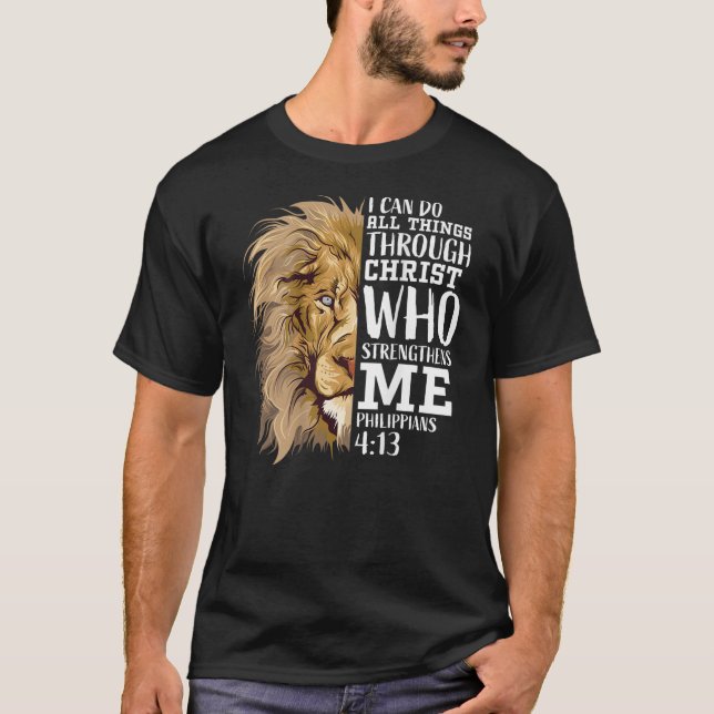 T-shirt La Bible Chrétienne Verse Cadeaux Hommes Papa Lion (Devant)