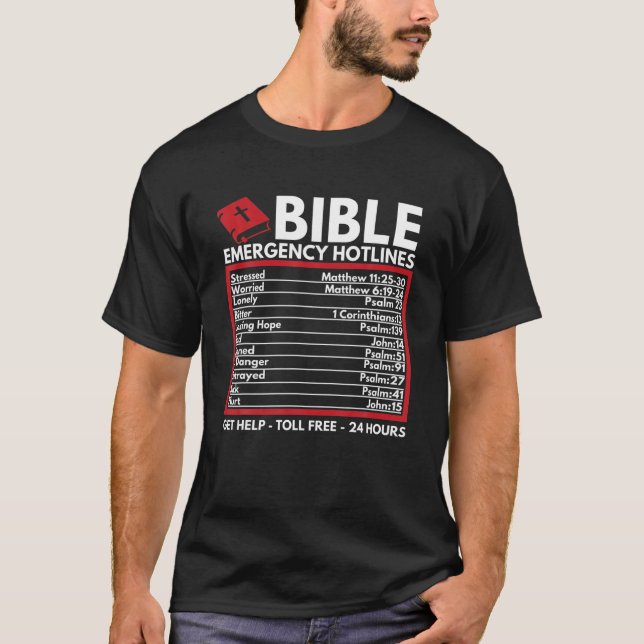 T-shirt La Bible numéros d'urgence - Drôle Bible Chrétienn (Devant)