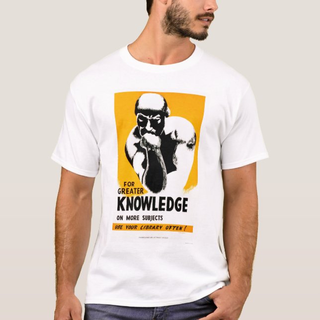 T-shirt La bibliothèque est la connaissance WPA 1940 (Devant)