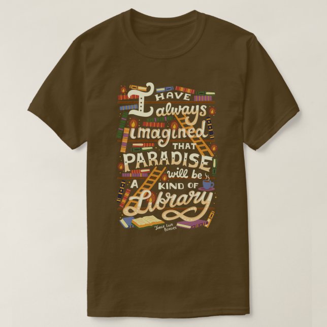 T-shirt La bibliothèque est le paradis (Design devant)