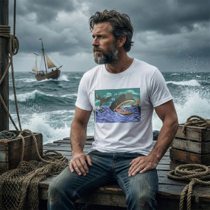 T-shirt La Biblique Jonah et la Scène de l'Océan Baleine