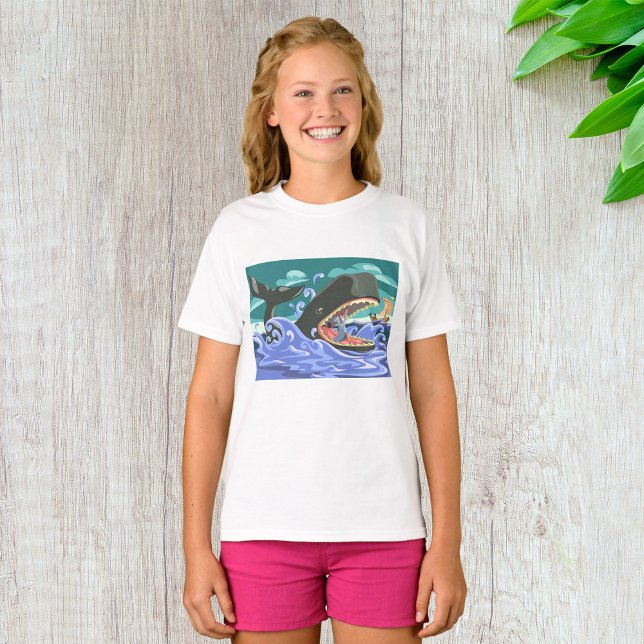 T-shirt La Biblique Jonah et la Scène de l'Océan Baleine (Créateur téléchargé)
