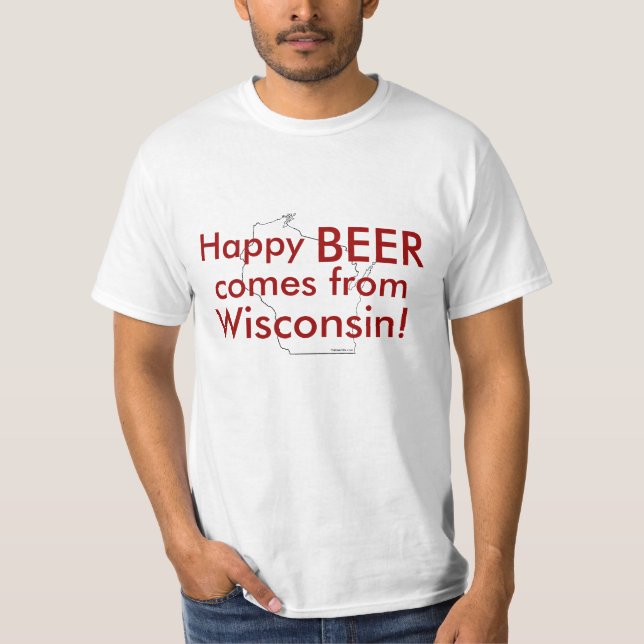 T-shirt La bière appétissante vient du Wisconsin (Devant)