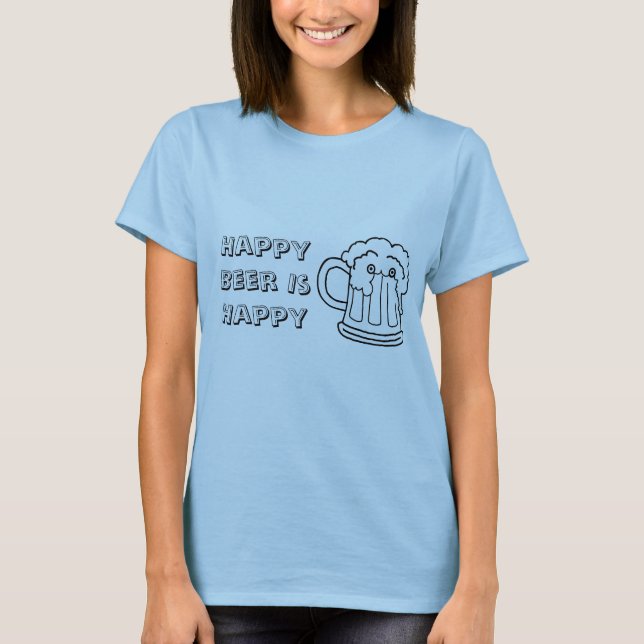 T-shirt la bière, bière heureuse est heureuse (Devant)