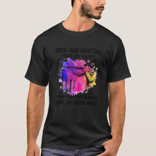 T-shirt La bière et la chasse me rendent heureux Les humai