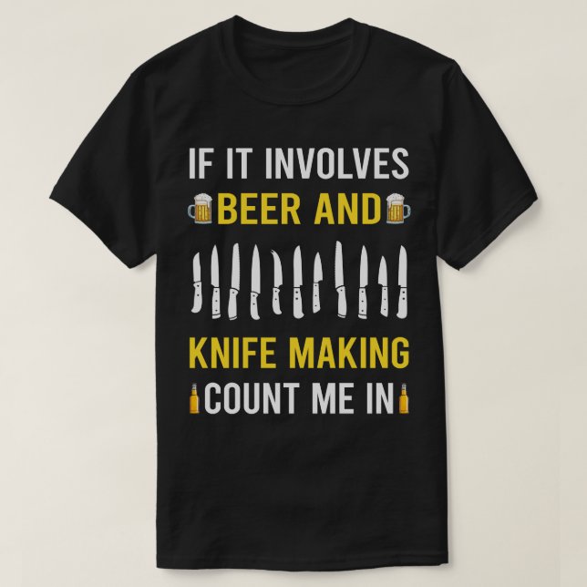 T-shirt La Bière Et Le Couteau Fabriquant La Cnifemaker Kn (Design devant)
