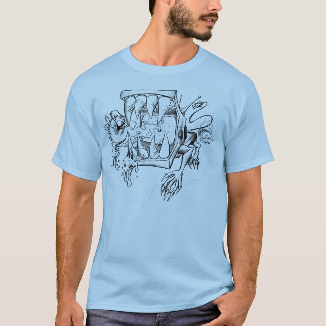 T-shirt La boîte à cons (version de croquis) (Devant)