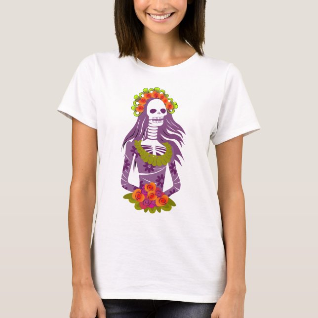 T-shirt La Calavera Catrina/'crâne élégant squelettique (Devant)