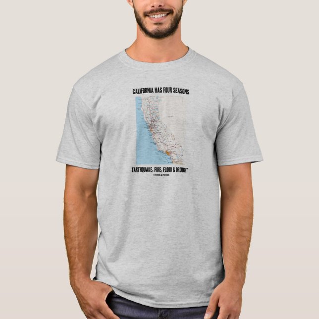 T-shirt La Californie a l'inondation du feu de tremblement (Devant)