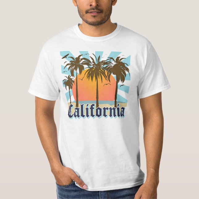 T-shirt La Californie échoue le coucher du soleil (Devant)