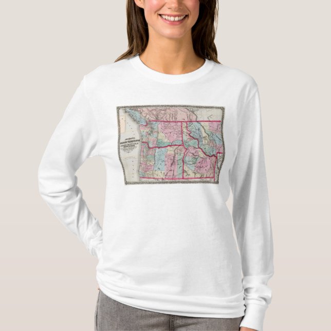 T-shirt La carte de Bancroft de l'Orégon, Washington, (Devant)