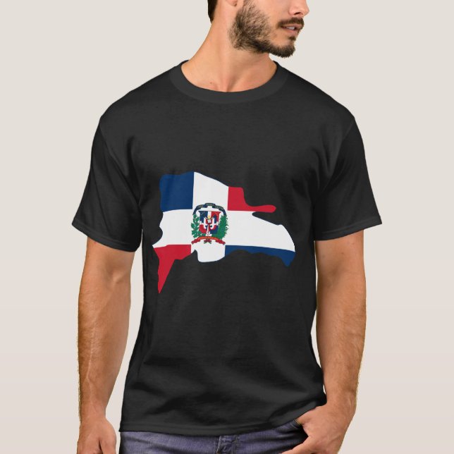 T-shirt La carte de drapeau de la République Dominicaine (Devant)