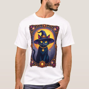 T-shirt La carte de tarot de chat de sorcière Halloween go