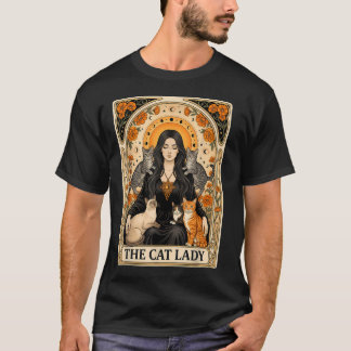 T-shirt La carte de tarot de la dame aux chats Art nouveau