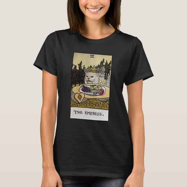 T-shirt La carte de tarot de l'Impératrice Chat Mème (Devant)