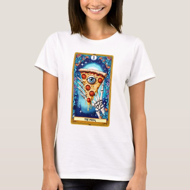 T-shirt La carte de tarot drôle de pizza (Devant)