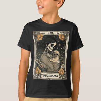 T-shirt La carte de tarot squelette de la maman Pug Chien 