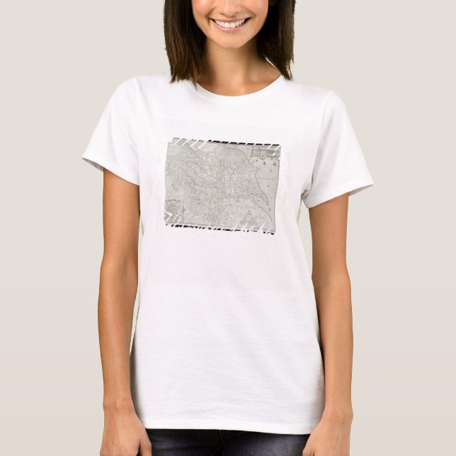 T-shirt La carte de Yorkshire, gravée par le Web de (Devant)