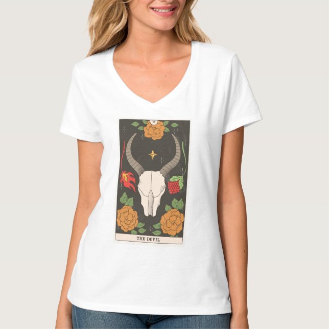 T-shirt La carte Devil tarot moderne Major Arcana (Devant)