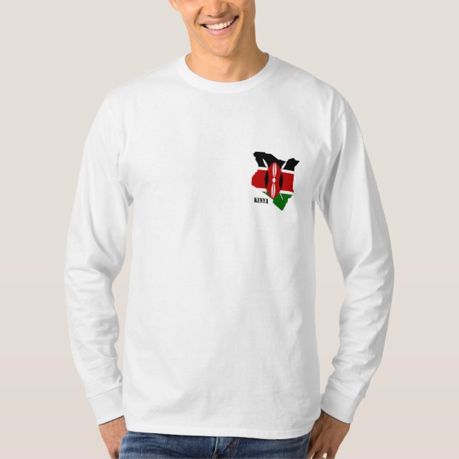 T-shirt La carte kenyane et le drapeau ont longtemps gainé (Devant)