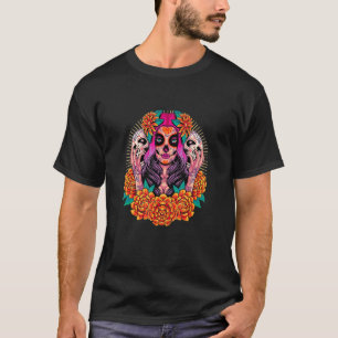 T-shirt La Catrina Crâne Fleurs Dia De Los Muertos