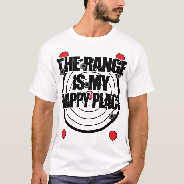 T-shirt La chaîne d'arme à feu est mon endroit heureux (Devant)