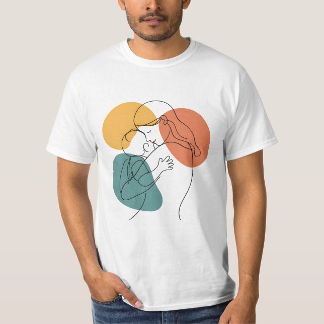 T-shirt La chaleur de l'étreinte d'une mère : ligne minima (Devant)