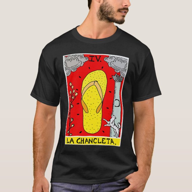 T-shirt La Chancleta The Flip Flop Tarot Card  Latina Lati (Devant)