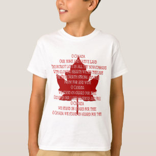 T-shirt La chemise Canada de l'hymne du Canada de l'enfant